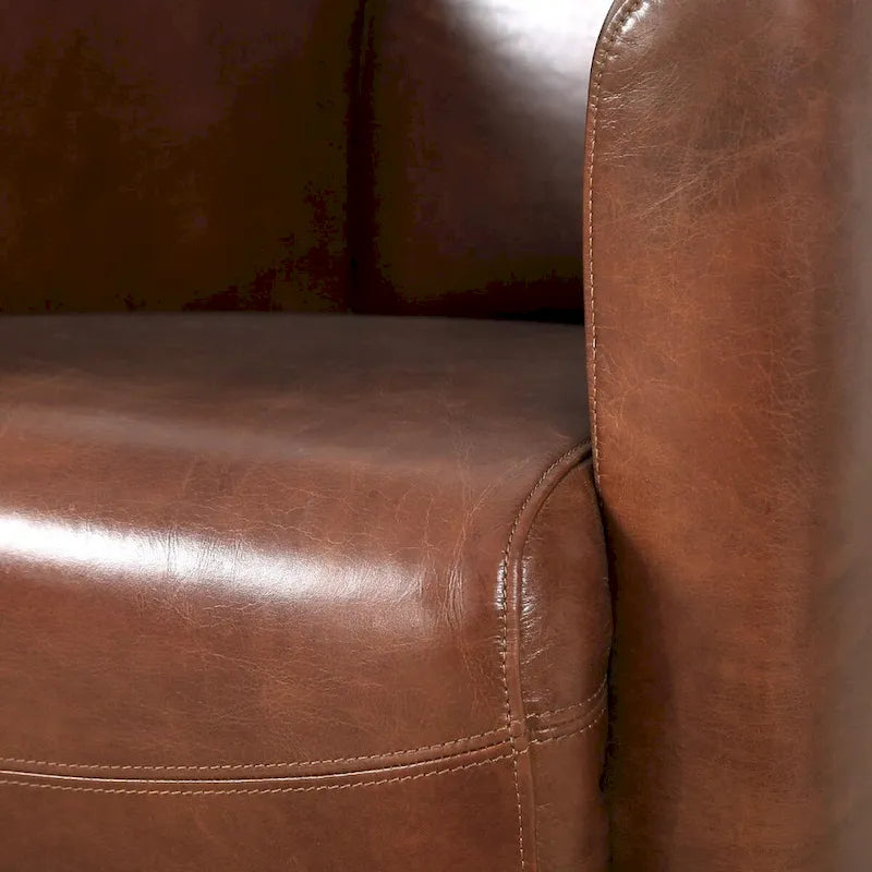 Poltrona Madison in pelle fiore, marrone - L70xP76xH68 cm