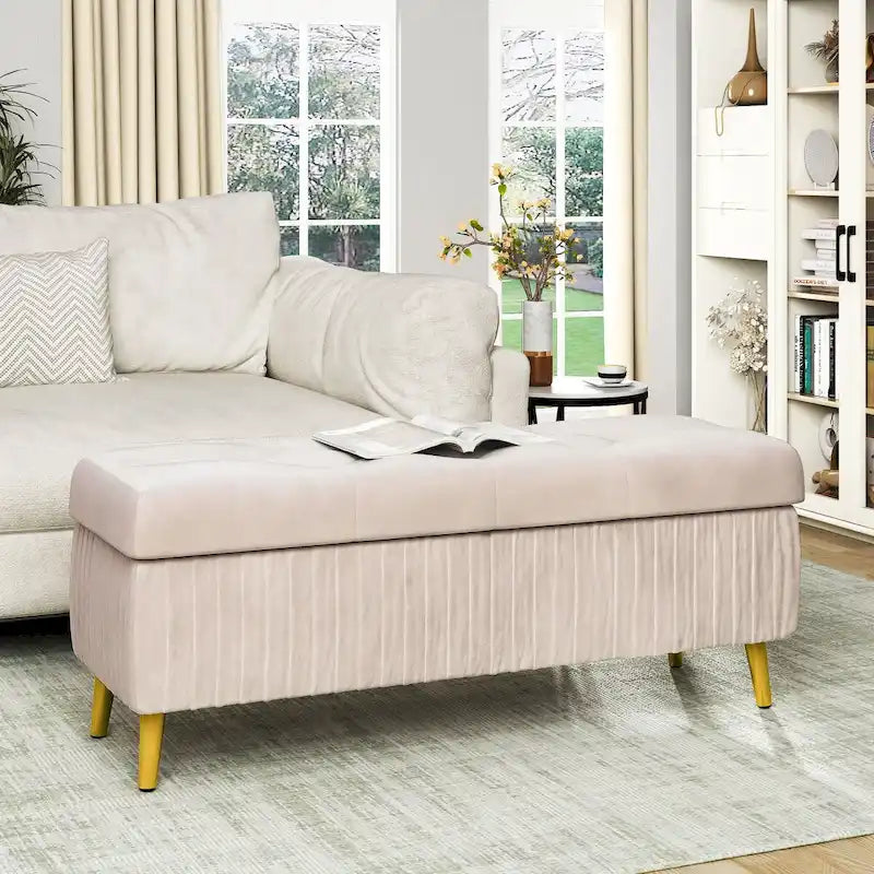 Panca ottomana contenitore moderna trapuntata, panca contenitore rivestita in velluto con bottoni, perfetta per camera da letto, soggiorno, ingresso