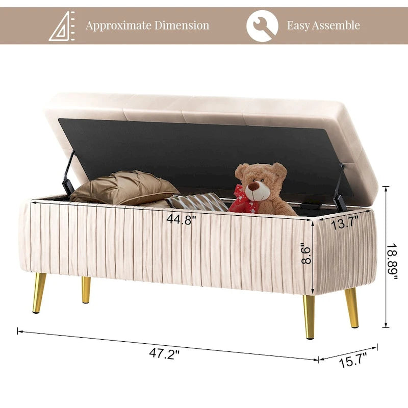 Panca ottomana contenitore moderna trapuntata, panca contenitore rivestita in velluto con bottoni, perfetta per camera da letto, soggiorno, ingresso