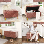 Panca ottomana contenitore moderna trapuntata, panca contenitore rivestita in velluto con bottoni, perfetta per camera da letto, soggiorno, ingresso