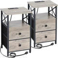 Comodino nero con stazione di ricarica - 15,7P x 13,8L x 23,8A