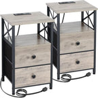 Comodino nero con stazione di ricarica - 15,7P x 13,8L x 23,8A