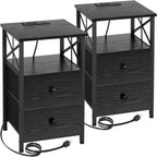Comodino nero con stazione di ricarica - 15,7P x 13,8L x 23,8A