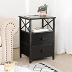 Comodino nero con stazione di ricarica - 15,7P x 13,8L x 23,8A