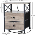 Comodino nero con stazione di ricarica - 15,7P x 13,8L x 23,8A