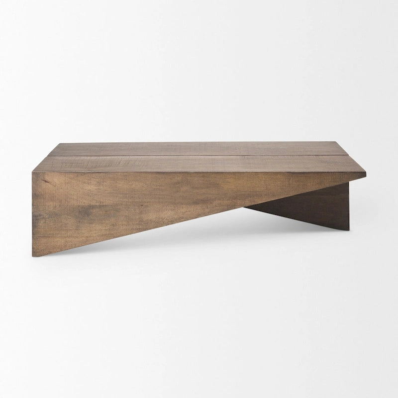 Tavolino da Caffè Angolare in Legno Massello Marrone Medio - 58,5L x 19P x 19A
