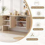 Credenza da 60L in Stile Minimalista con Ampio Spazio Contenitivo, 4 Ante e Dispositivo Rebound per Soggiorno e Ingresso (Crema Albicocca)