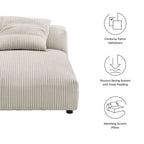 Chaise longue modulare senza braccioli rivestita in velluto a coste
