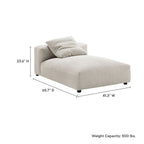 Chaise longue modulare senza braccioli rivestita in velluto a coste