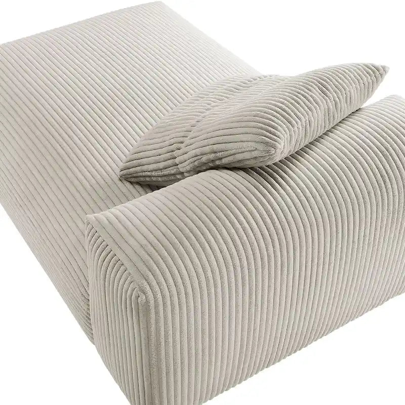 Chaise longue modulare senza braccioli rivestita in velluto a coste