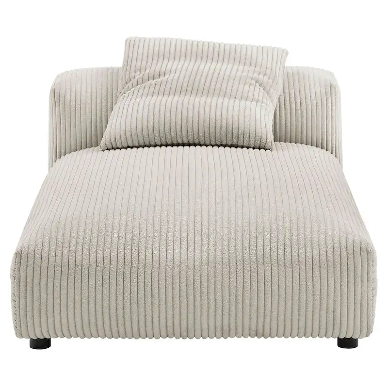 Chaise longue modulare senza braccioli rivestita in velluto a coste