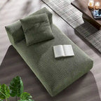 Chaise longue modulare senza braccioli rivestita in velluto a coste
