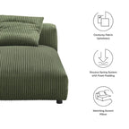 Chaise longue modulare senza braccioli rivestita in velluto a coste