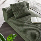 Chaise longue modulare senza braccioli rivestita in velluto a coste