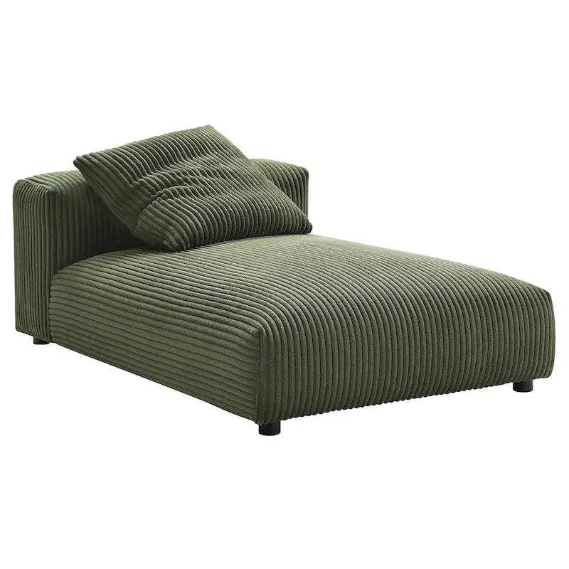 Chaise longue modulare senza braccioli rivestita in velluto a coste