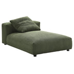 Chaise longue modulare senza braccioli rivestita in velluto a coste