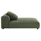 Chaise longue modulare senza braccioli rivestita in velluto a coste