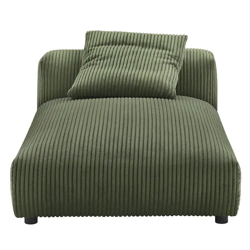Chaise longue modulare senza braccioli rivestita in velluto a coste