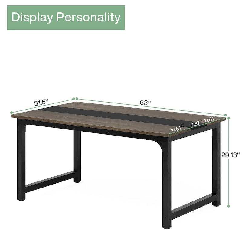 Tavolo da pranzo industriale da 63 pollici, tavolo da cucina moderno - 63 L x 31.5 W x 29.13 H