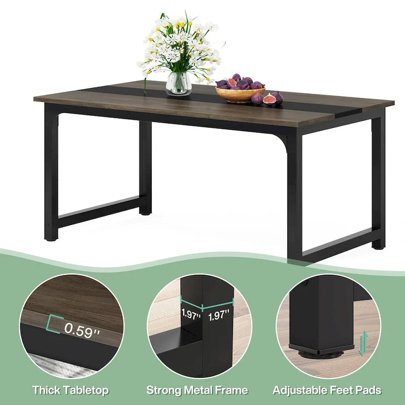 Tavolo da pranzo industriale da 63 pollici, tavolo da cucina moderno - 63 L x 31.5 W x 29.13 H