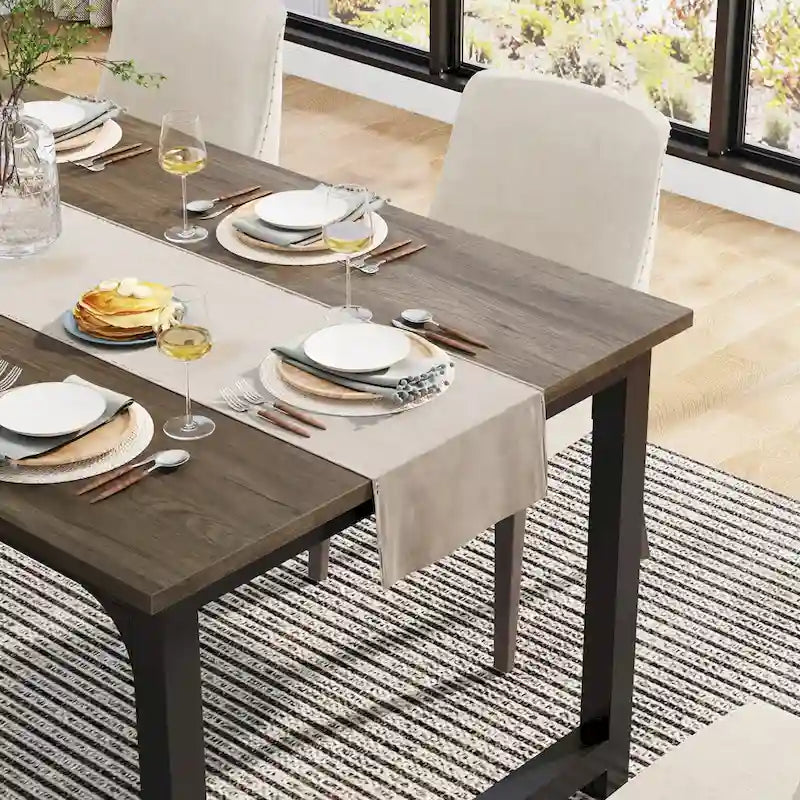 Tavolo da pranzo industriale da 63 pollici, tavolo da cucina moderno - 63 L x 31.5 W x 29.13 H